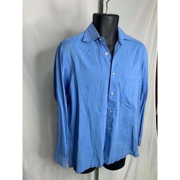 𝅺HUGO Boss 15 32/33 Mens Designer Blue Dress Shirt Work Office Business Smart - Picture 3 of 7